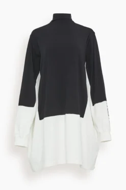 MM6 Maison Margiela Colorblock Turtleneck Dress In Black/White