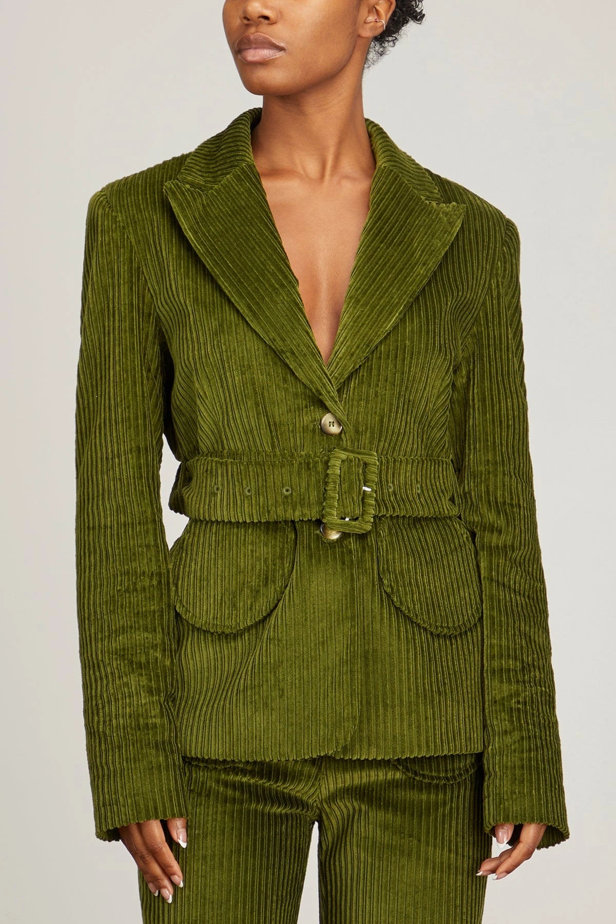 Andy Velvet Jacket In Kaki - Image 3