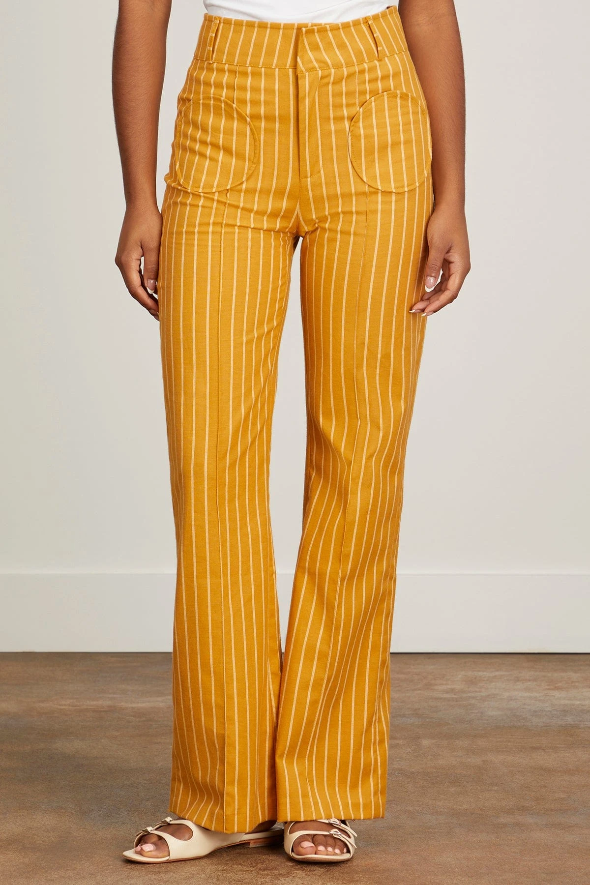 Yoshi Pants In Mustard Stripes - Image 3