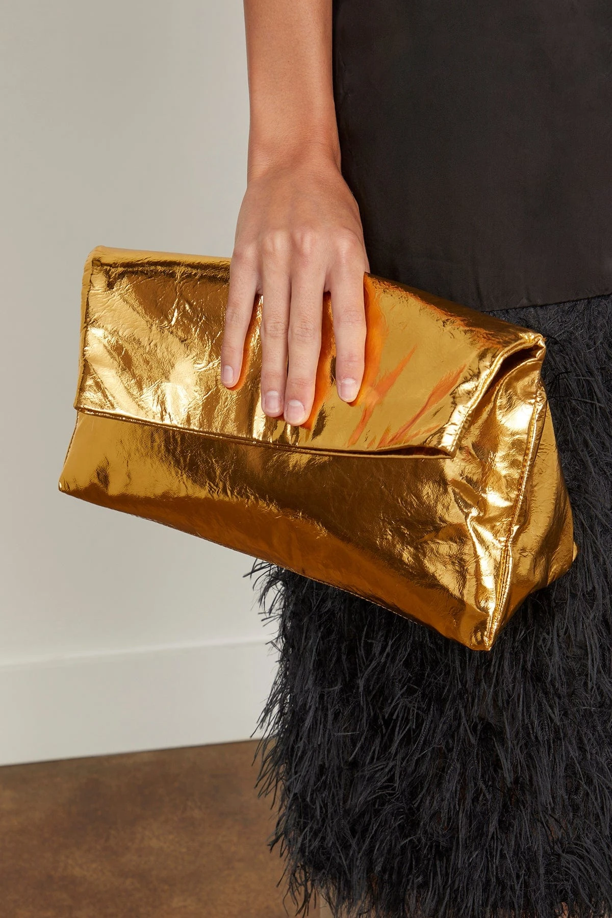 Dries Van Noten Folded Clutch In Gold - Image 2