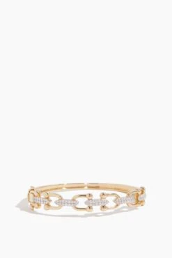Pave Bold Horsebit Bangle In 14k Yellow Gold