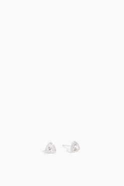 Topaz Triangle Diamond Stud Earring In 18k White Gold