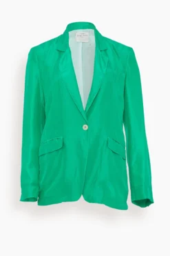 FORTE_FORTE Habotai Silk Jacket In Emerald