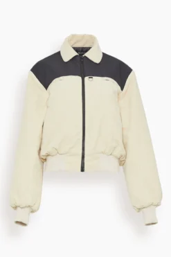 Nylon And Velvet Bomber In Black/Cream