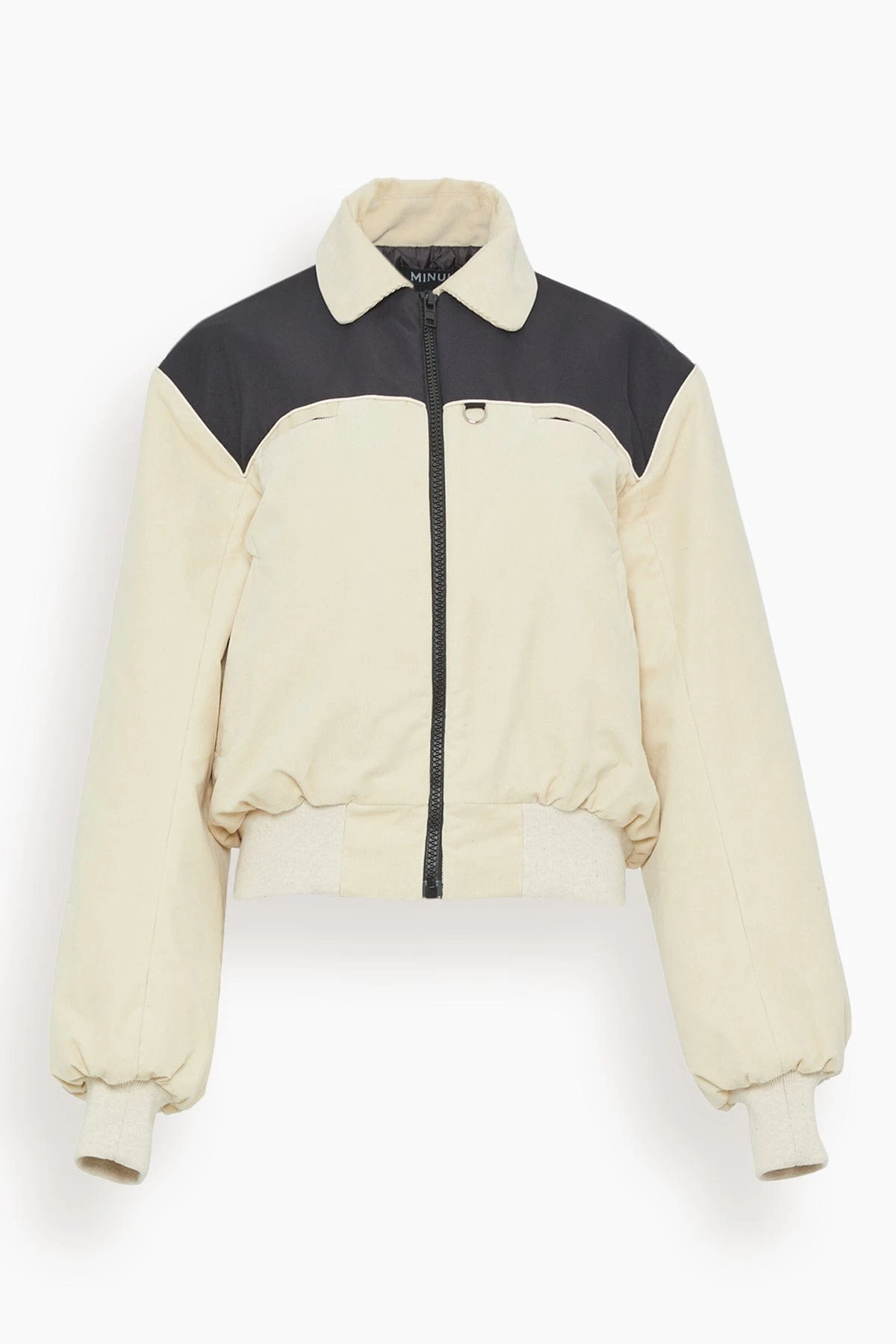 Nylon And Velvet Bomber In Black/Cream