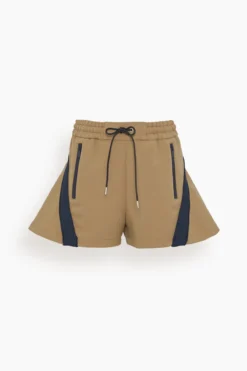 Sacai Technical Jersey Shorts In Beige