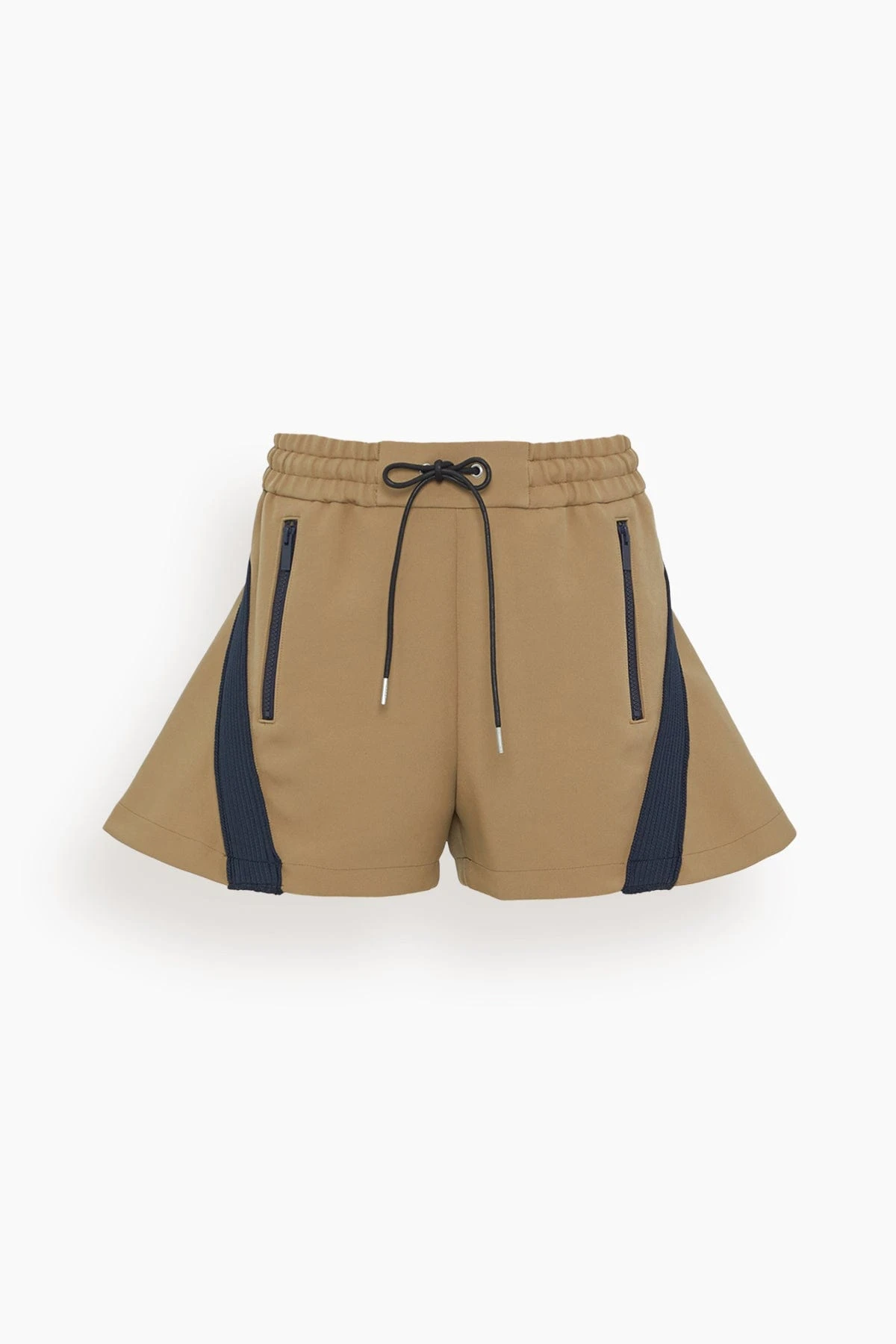 Sacai Technical Jersey Shorts In Beige