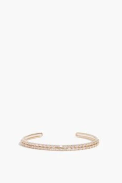 Sadie Pearl Tapered Baguette Double Row Cuff In Yellow Gold