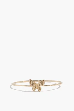 Fluted Butterfly Hook Bangle In 14k Yellow Gold