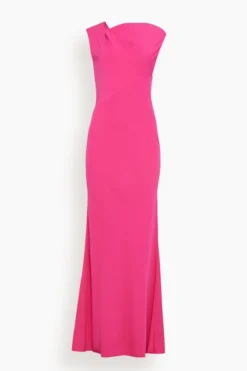 Stretch Cady Maxi Dress In Pink