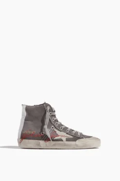 Golden Goose Francy Penstar Sneaker In Charcoal/Grey/Ice/Red