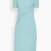 Short Sleeve Midi Dress In Light Blue
