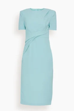 Short Sleeve Midi Dress In Light Blue