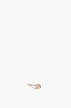 Diamond Bezel Single Stud Earring In Yellow Gold
