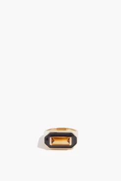 Deco Maxi Baguette Enamel Ring In Deep Black