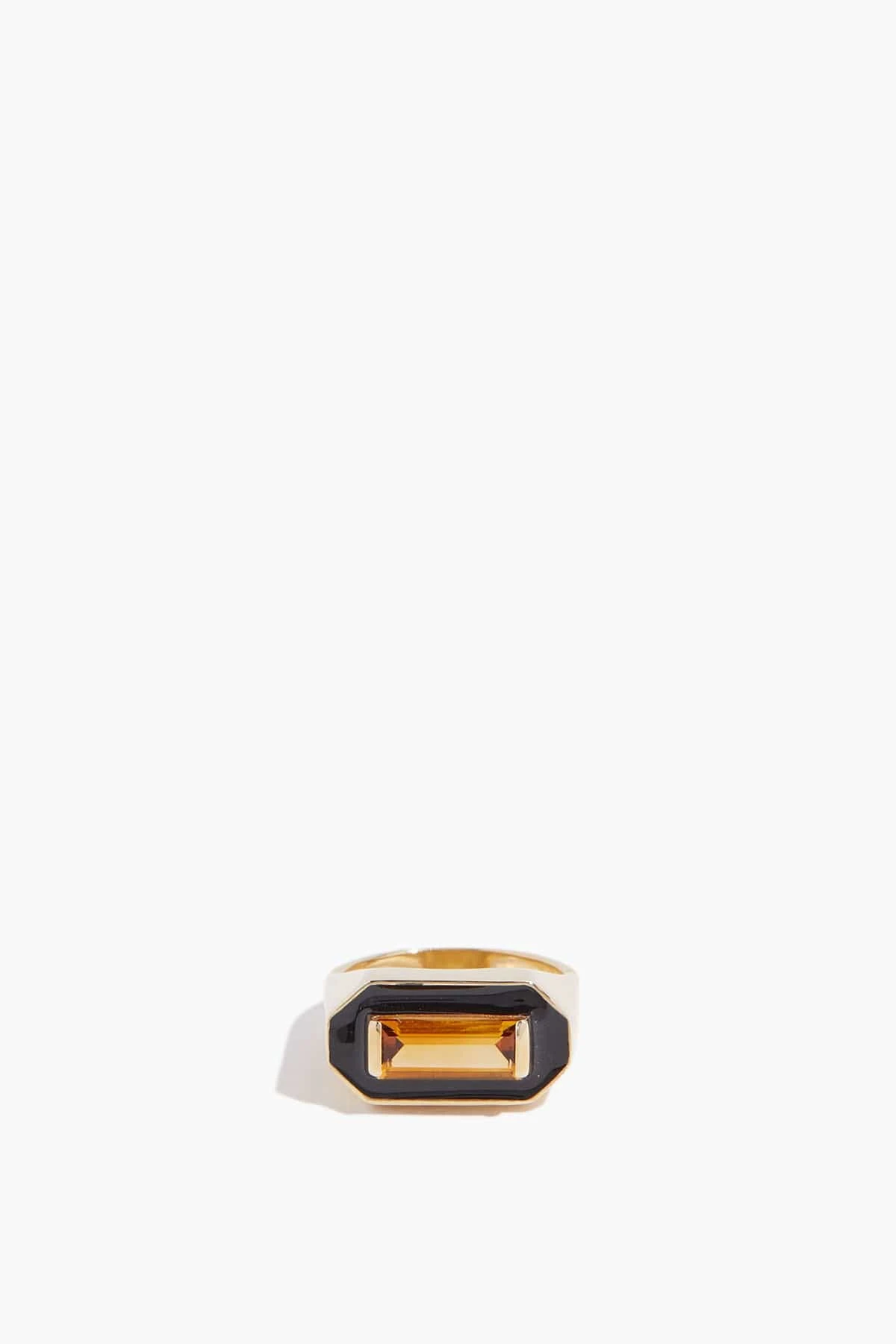 Deco Maxi Baguette Enamel Ring In Deep Black
