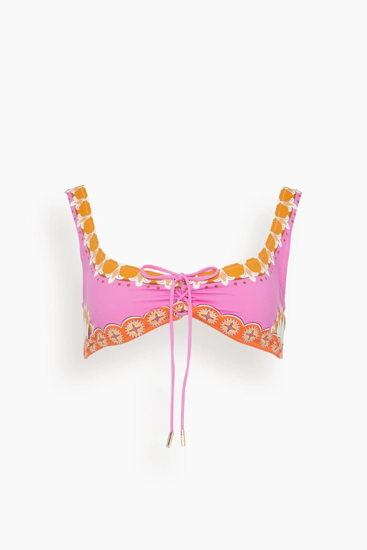 Sunset Bikini Top In Napoli Plates Placed Hot Pink