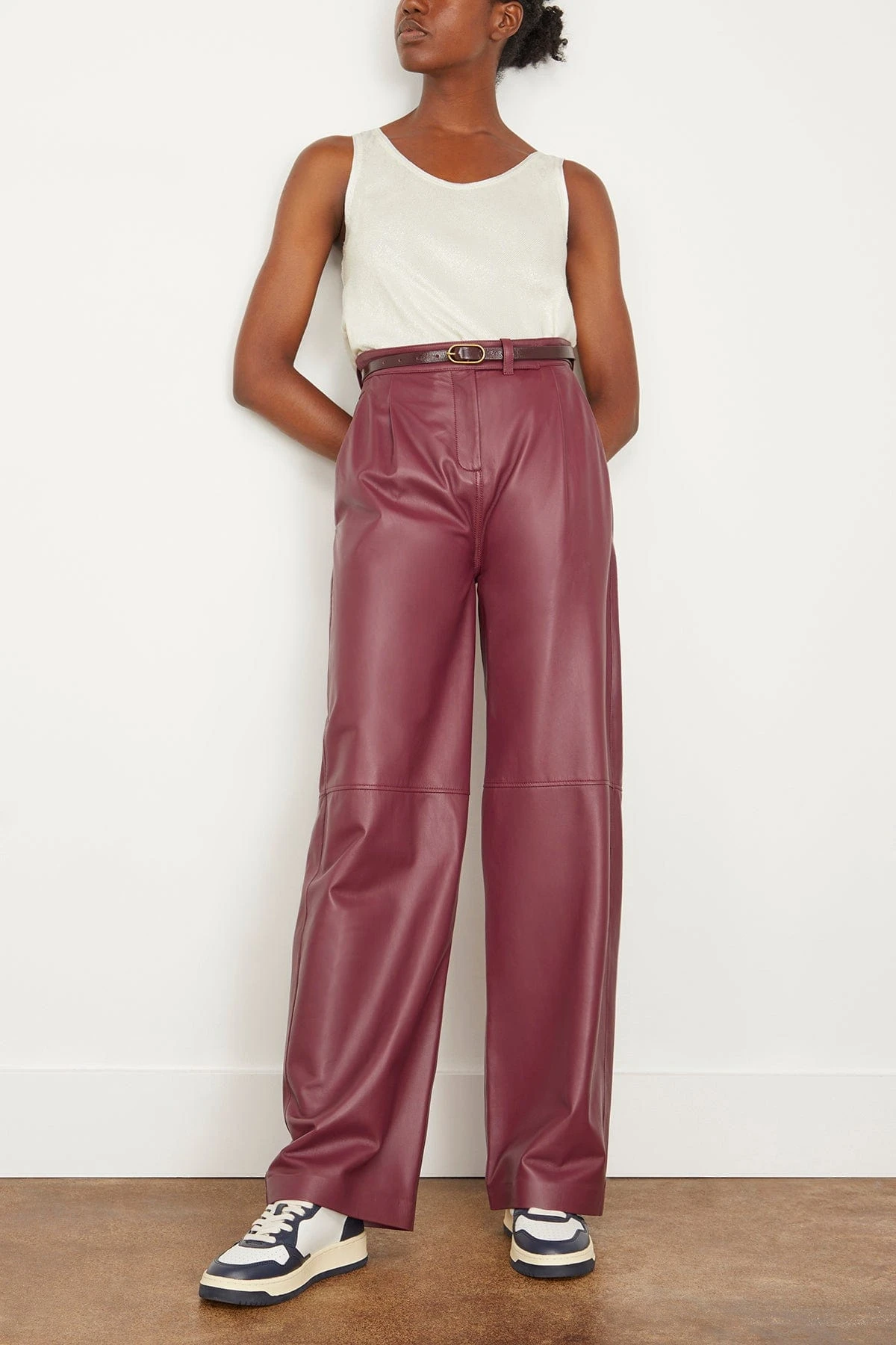 FORTE_FORTE Laminated Velvet Tank Top In Platino - Image 2