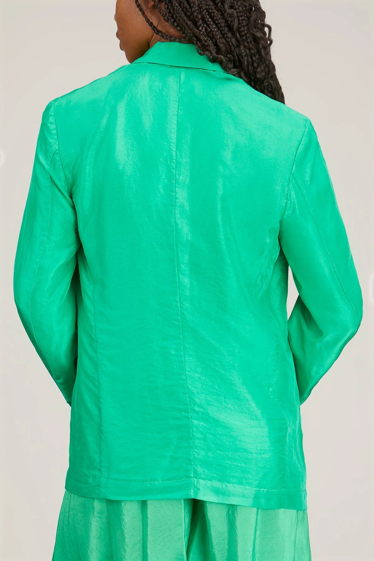 FORTE_FORTE Habotai Silk Jacket In Emerald - Image 4