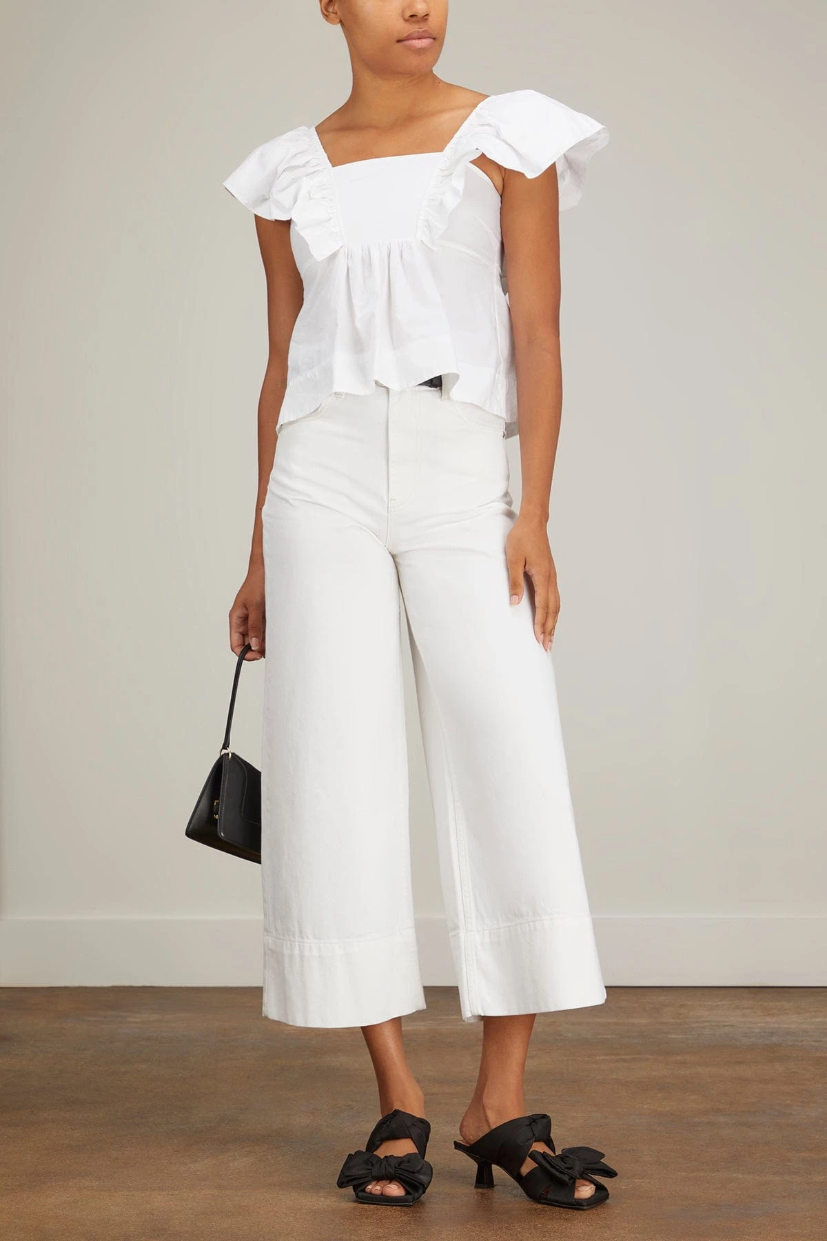 Ganni White Denim Cropped Jean In Bright White - Image 2