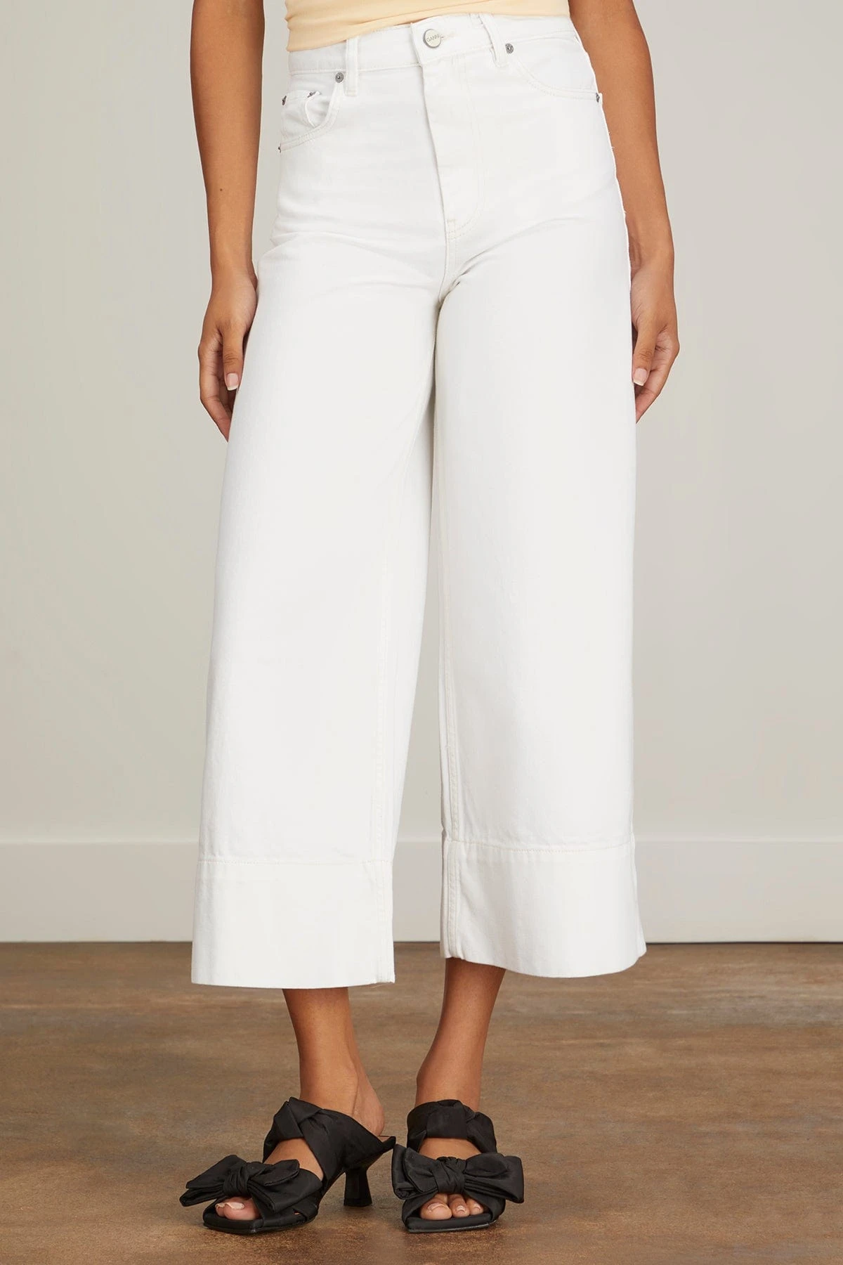 Ganni White Denim Cropped Jean In Bright White - Image 3