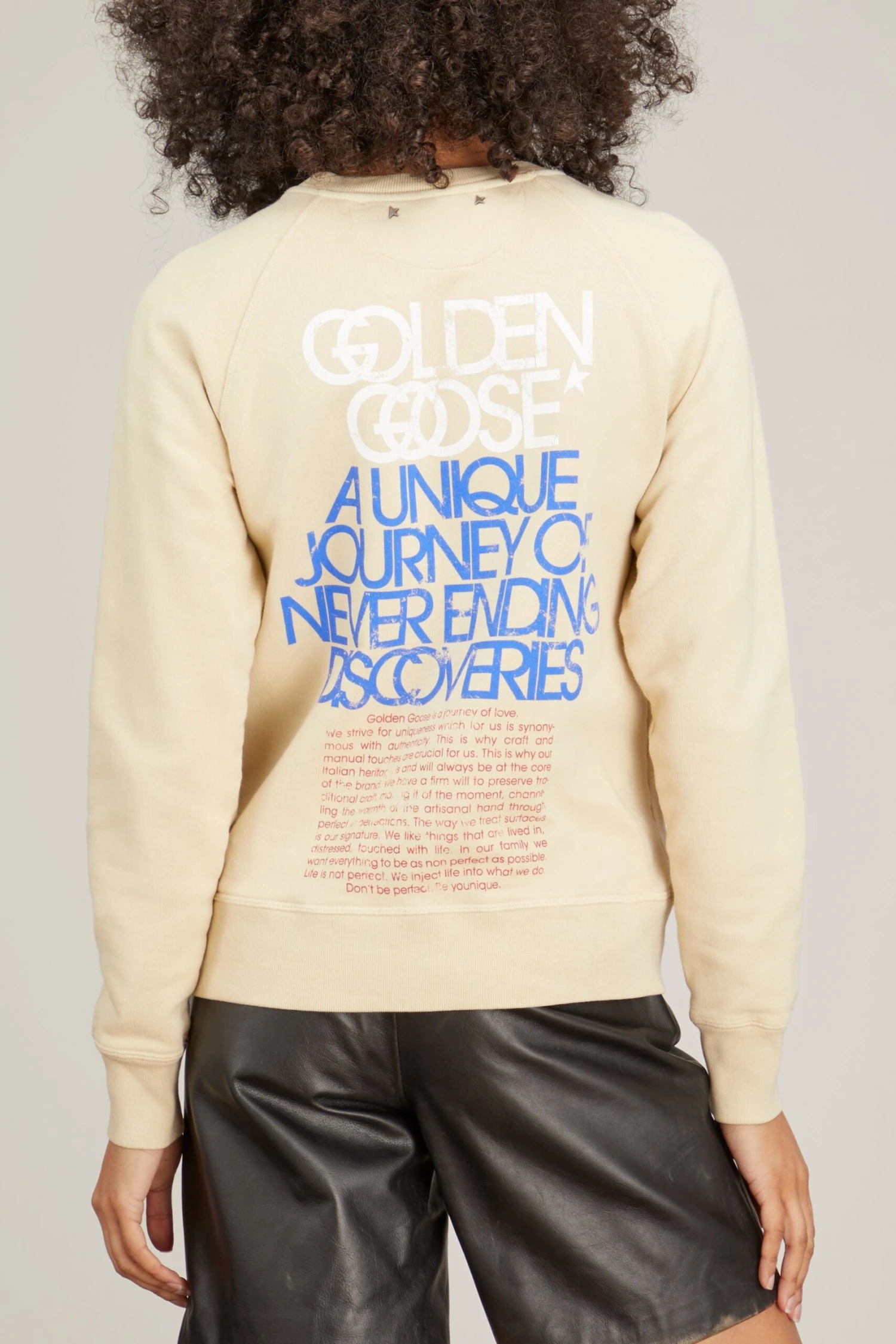 Golden Goose Regular Crewneck Sweatshirt In Marzipan/Red/White/Blue - Image 4