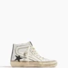 Golden Goose Slide Leather Sneaker In White/Yellow/Black/Taupe
