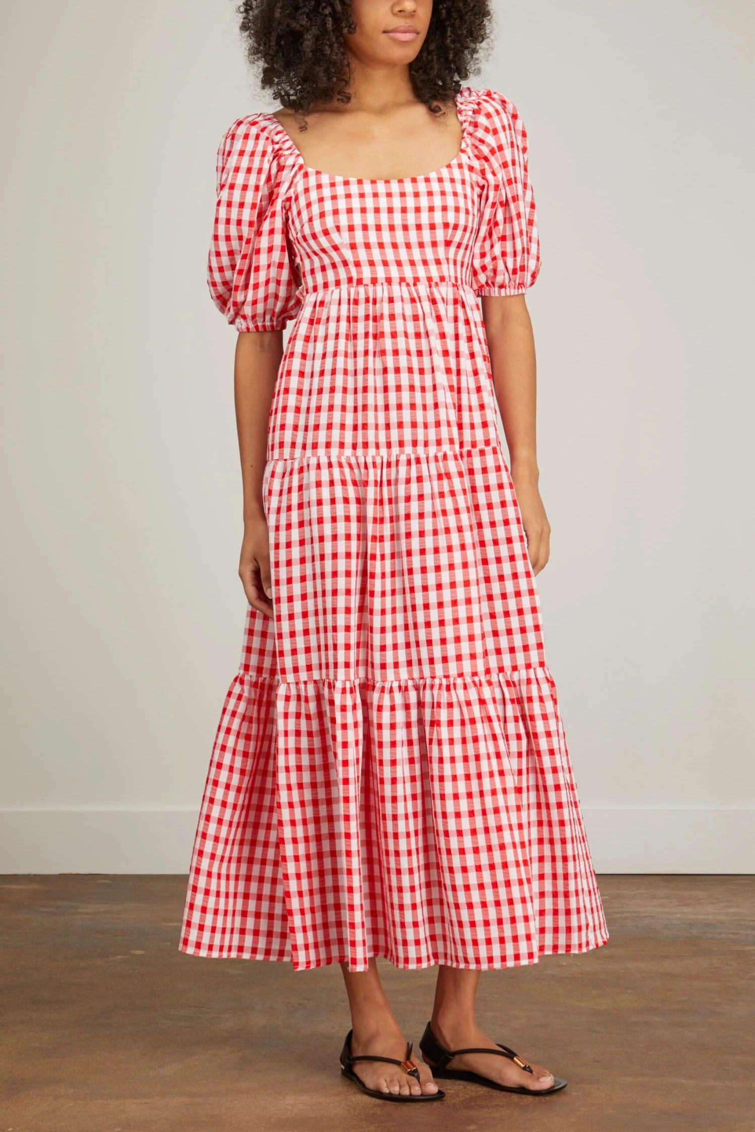Gianna Tie Back Maxi Dress In Red Gingham - Image 3