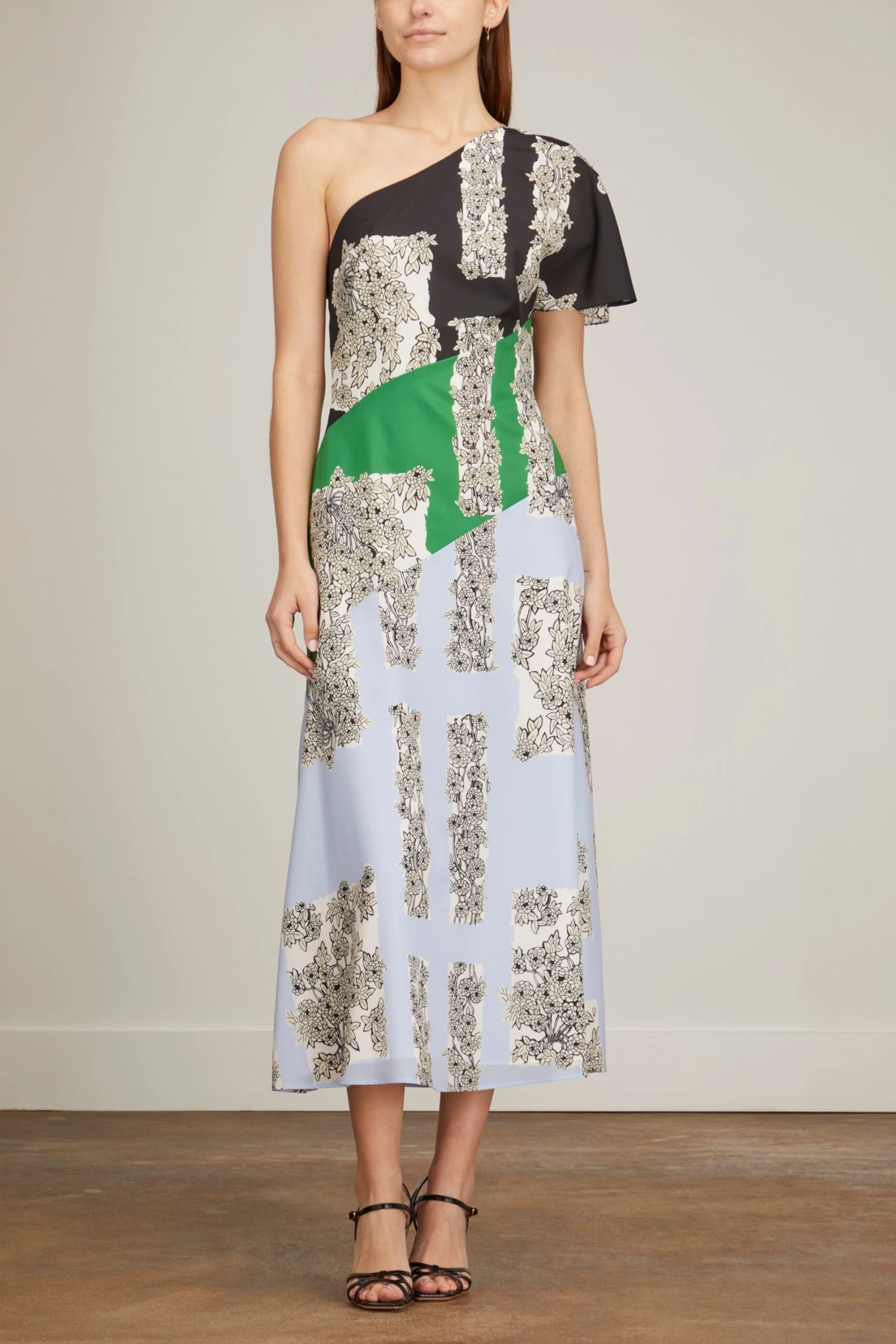 One Shoulder Midi Dress In Multi - Image 3