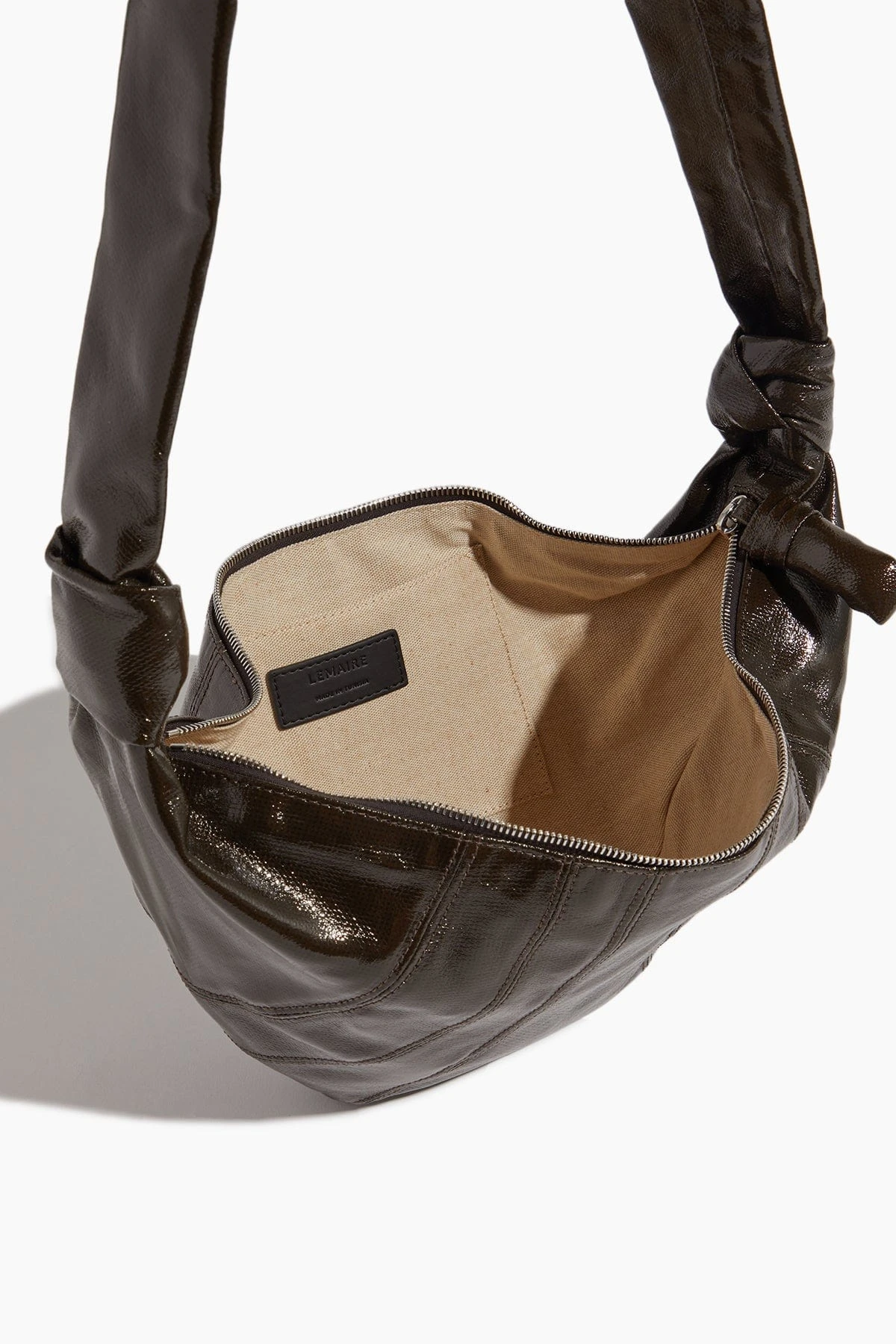 Lemaire Medium Croissant Bag In Peat Green - Image 4