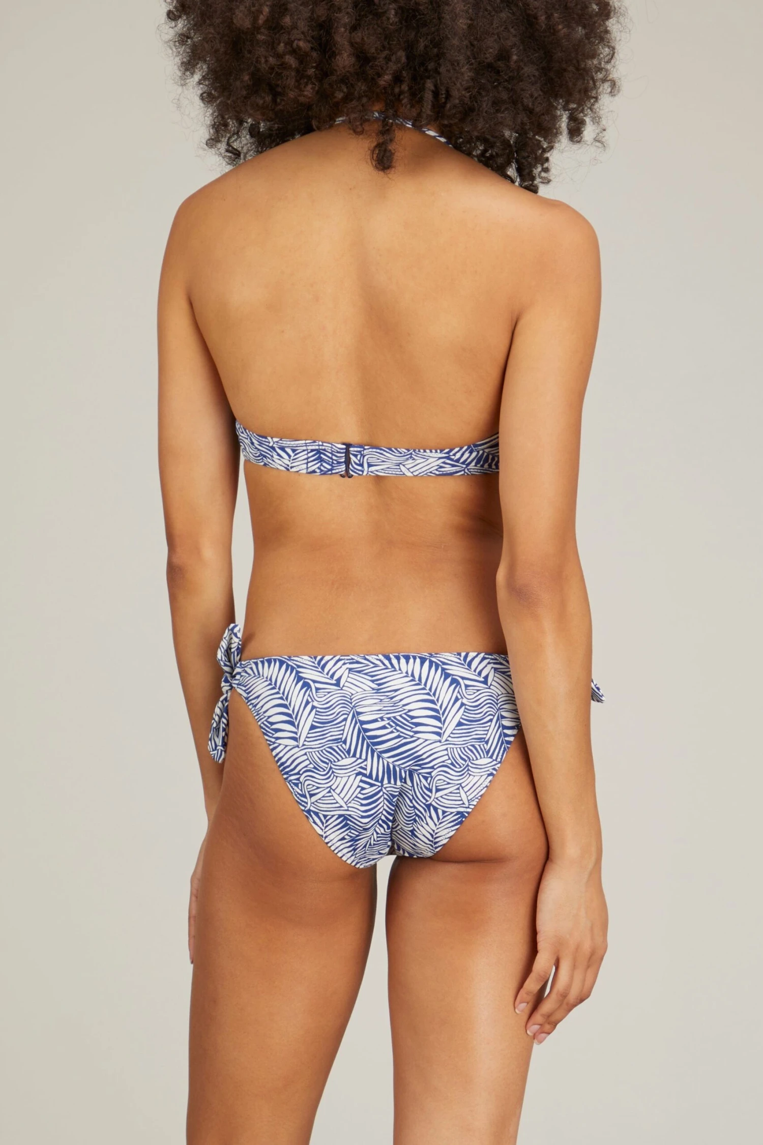 Palm Leaf Bandeau Top In Royal Blue - Image 4
