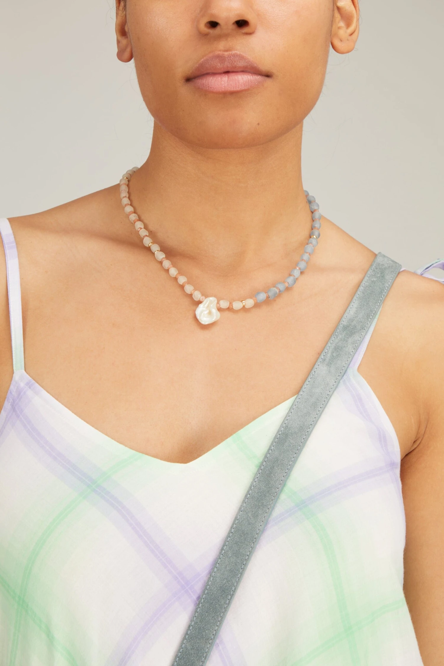 Pearl Pyramid Necklace In Multi - Image 2