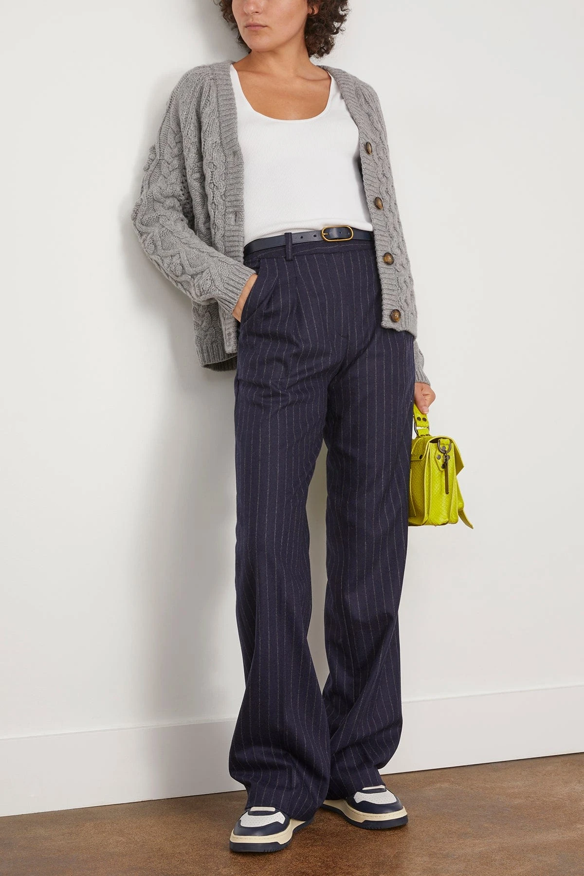 Amoya Wide Leg Pant In Navy Stripes - Image 2
