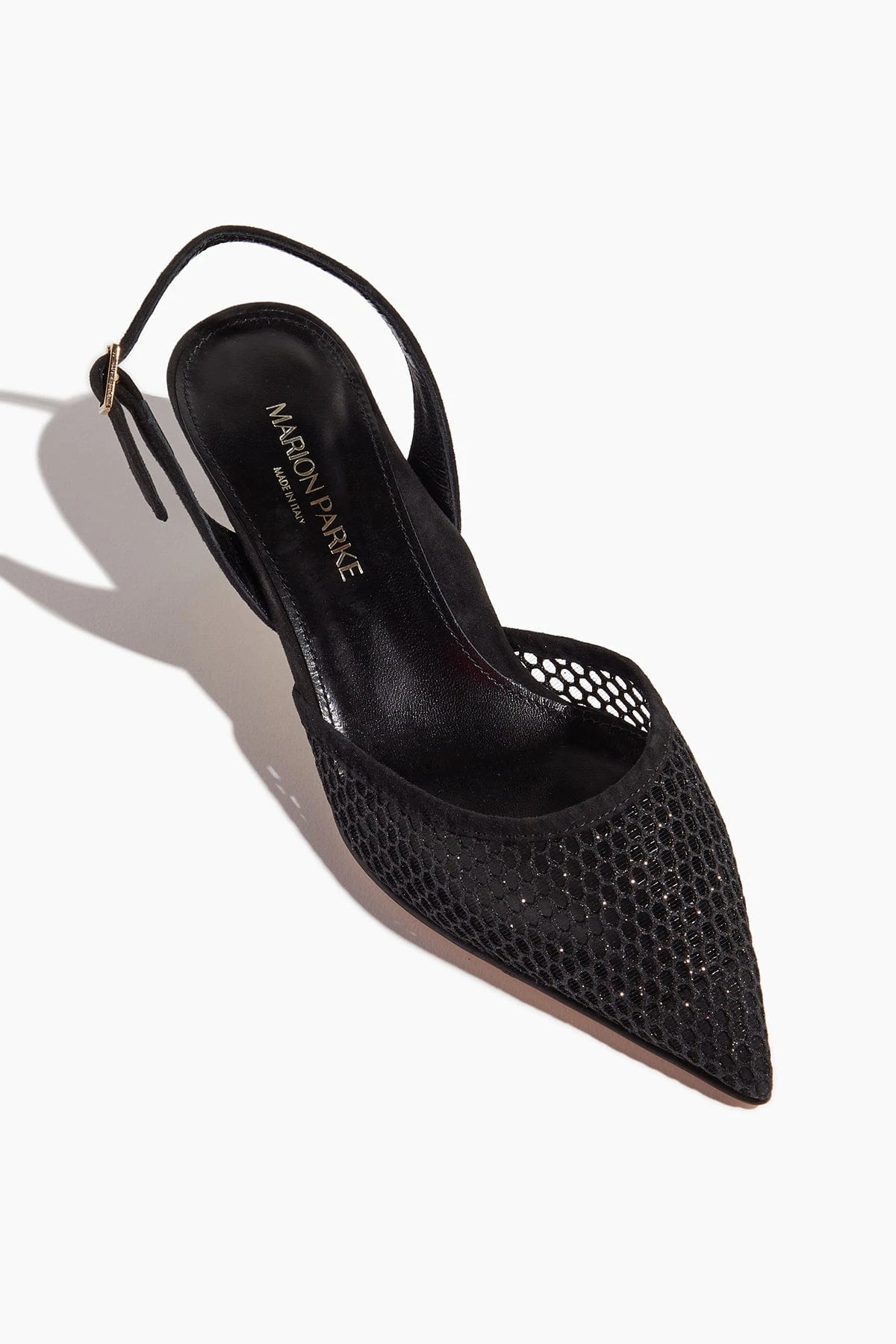 Classic Slingback In Black Glitter Mesh - Image 4