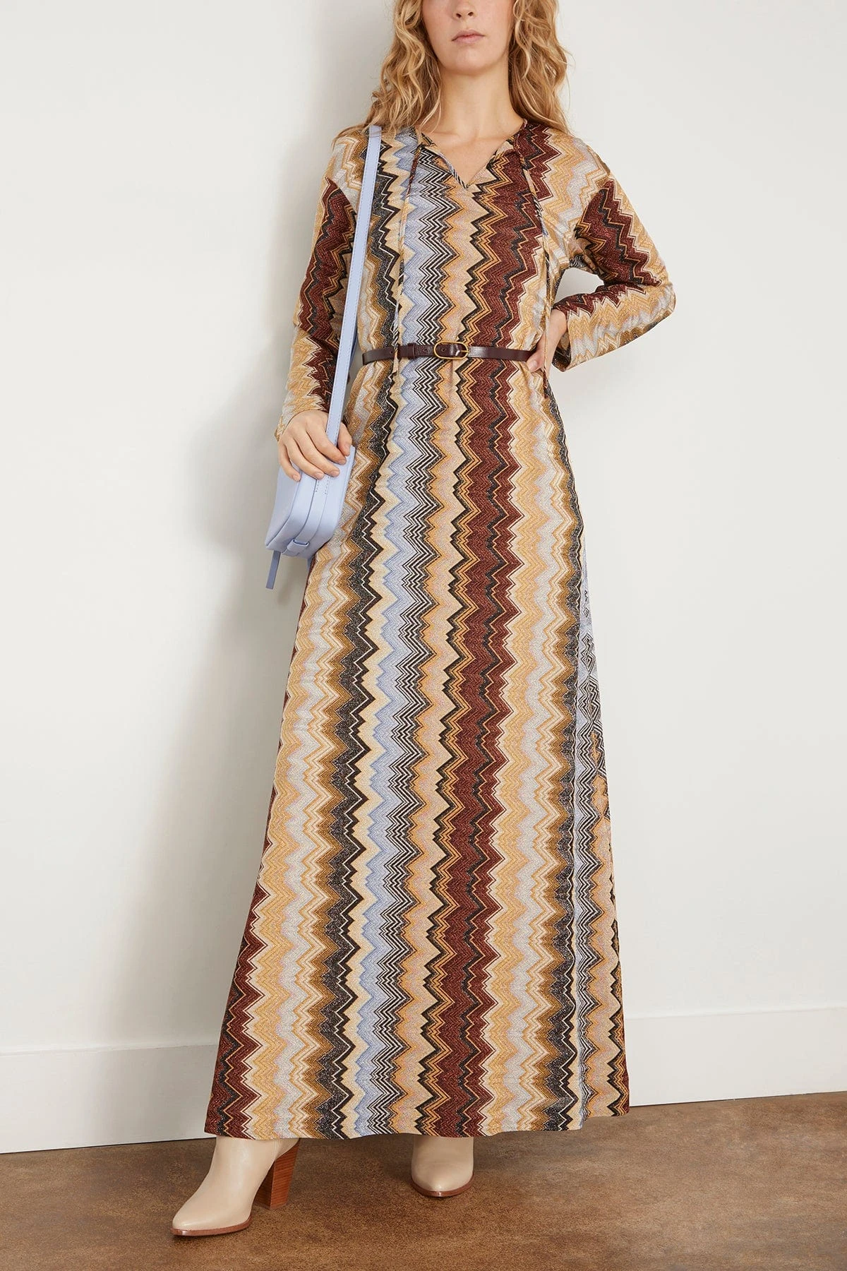 Missoni Kaftan Dress In Multi Zigzag On Brown Base - Image 2