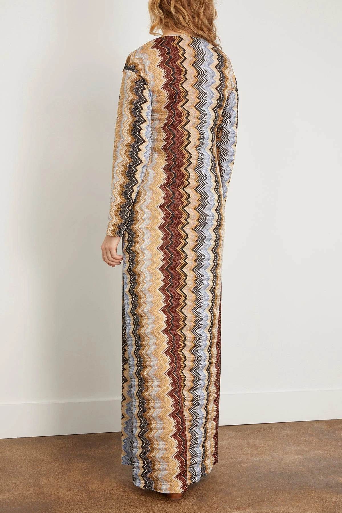 Missoni Kaftan Dress In Multi Zigzag On Brown Base - Image 4