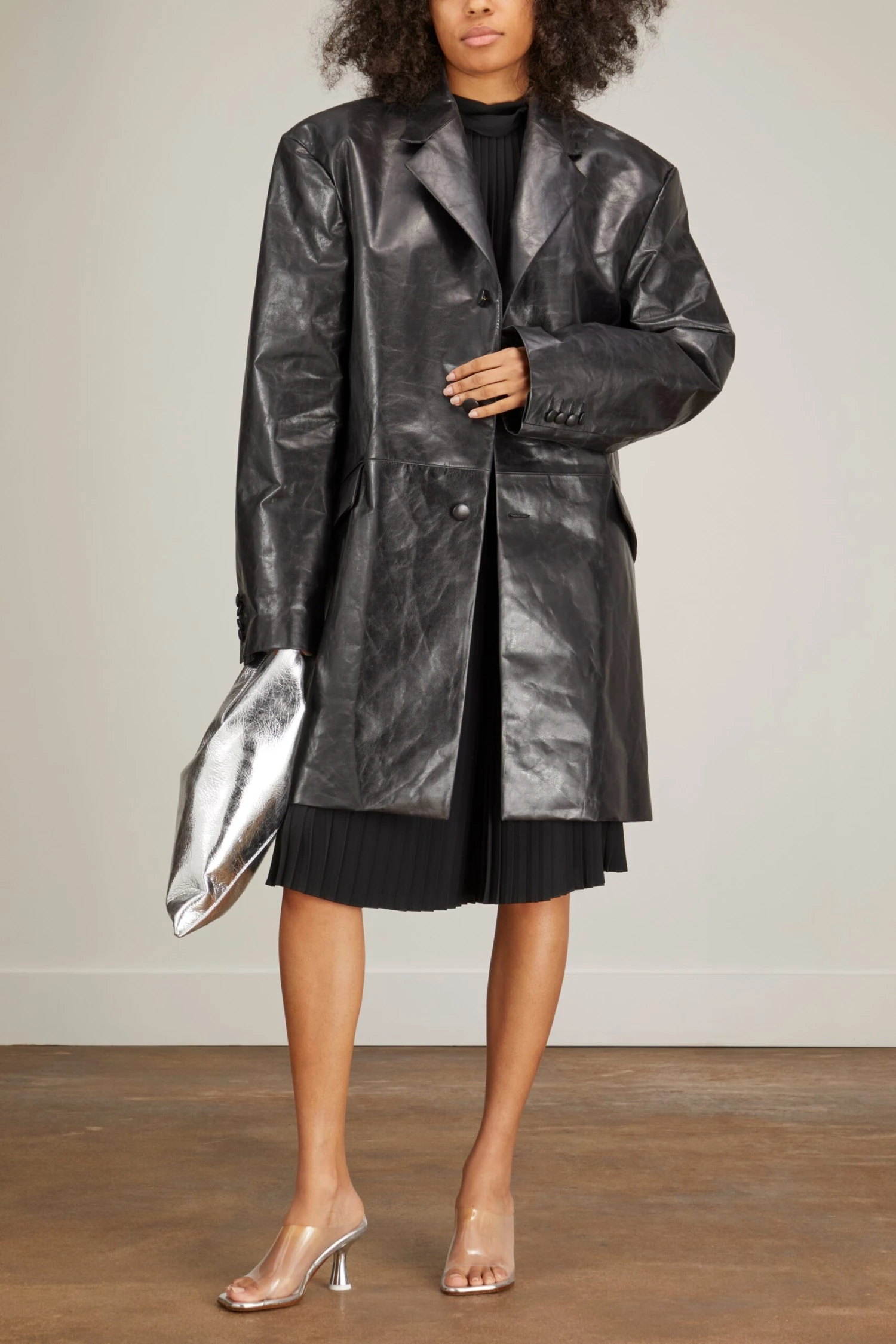 MM6 Maison Margiela Leather Jacket In Black - Image 2