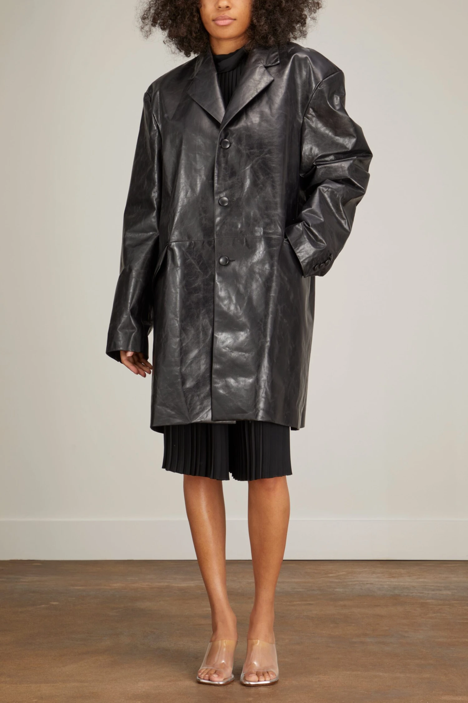 MM6 Maison Margiela Leather Jacket In Black - Image 3