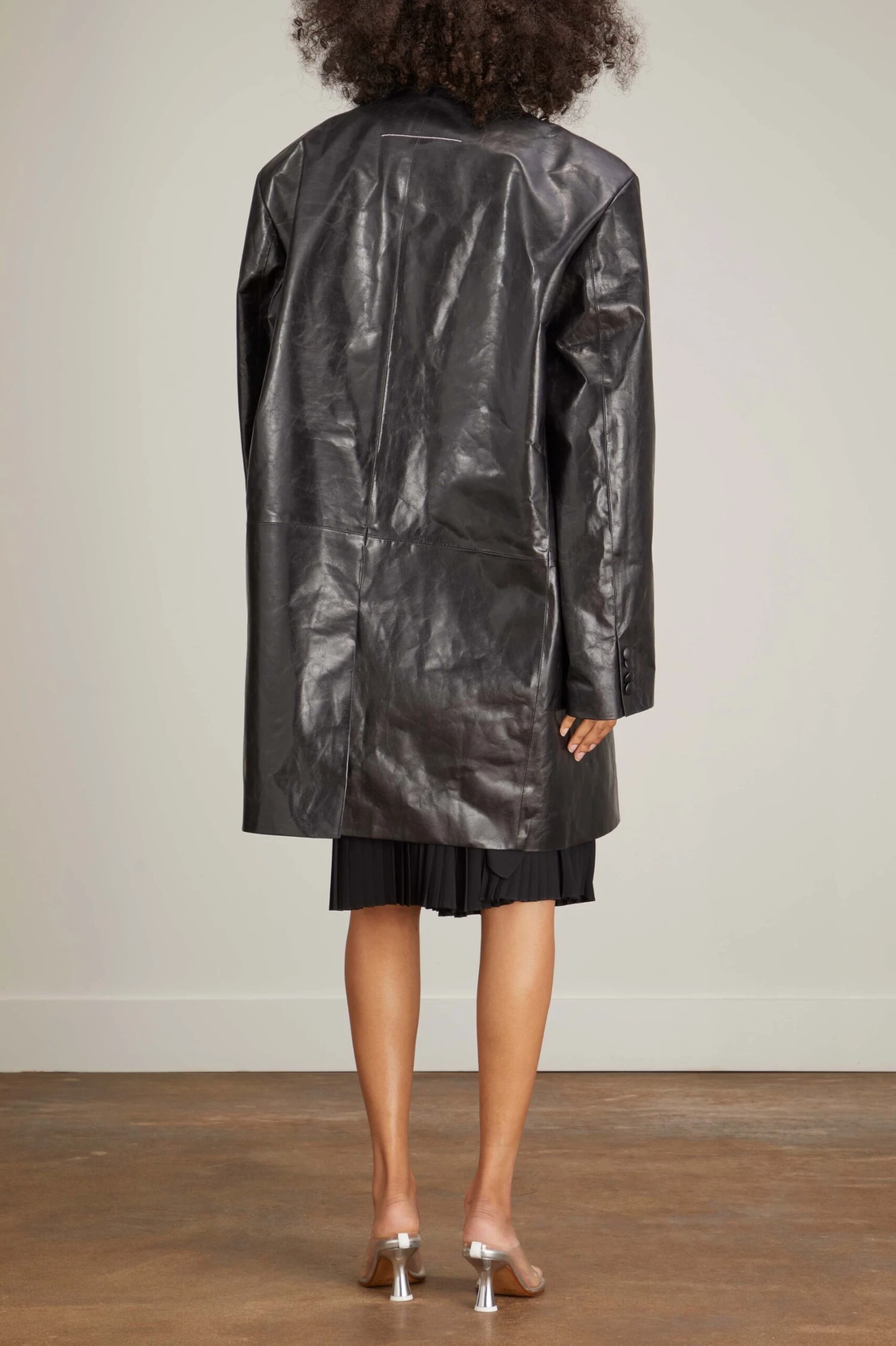 MM6 Maison Margiela Leather Jacket In Black - Image 4