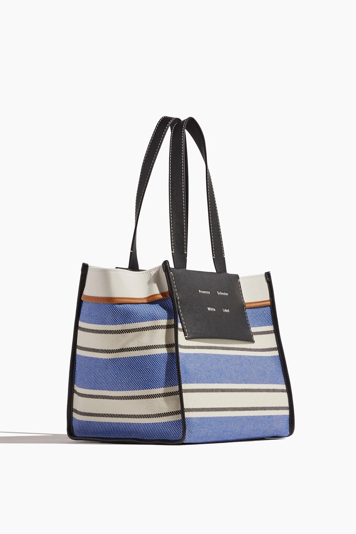 Large Morris Stripe Canvas Tote In Black/White/Cobalt - Image 3