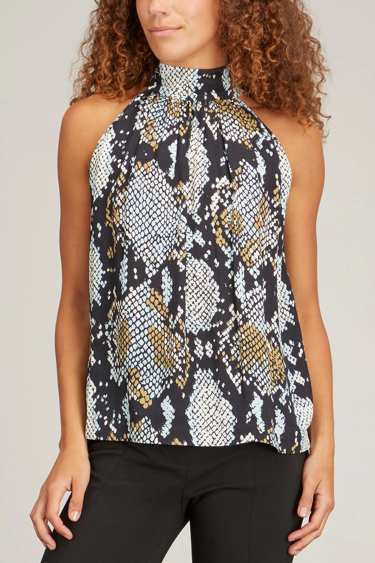 PROENZA SCHOULER Printed Snake Crepe De Chine Top In Black Multi - Image 3