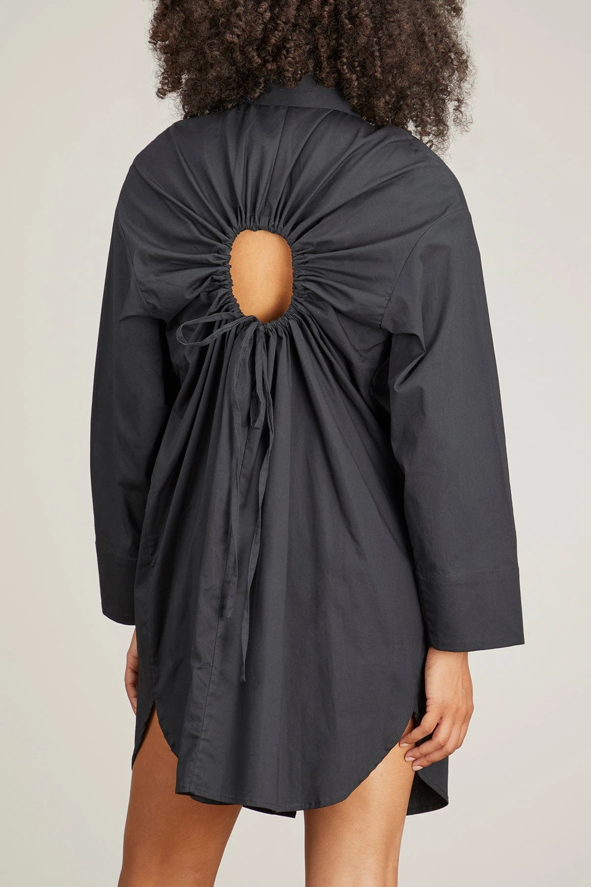 Soft Poplin Button Down Dress In Black - Image 4