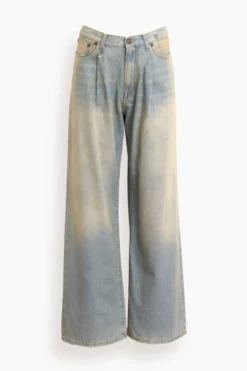 R13 Damon Pleated Wide Leg Jean In Lennon Blue