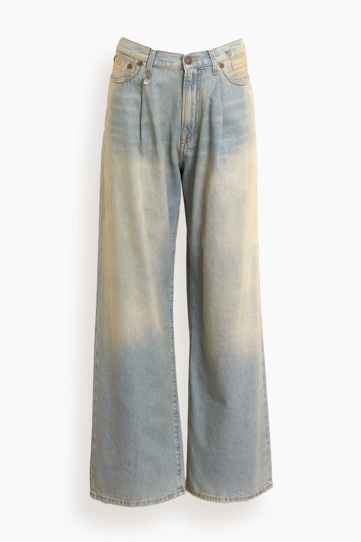 R13 Damon Pleated Wide Leg Jean In Lennon Blue