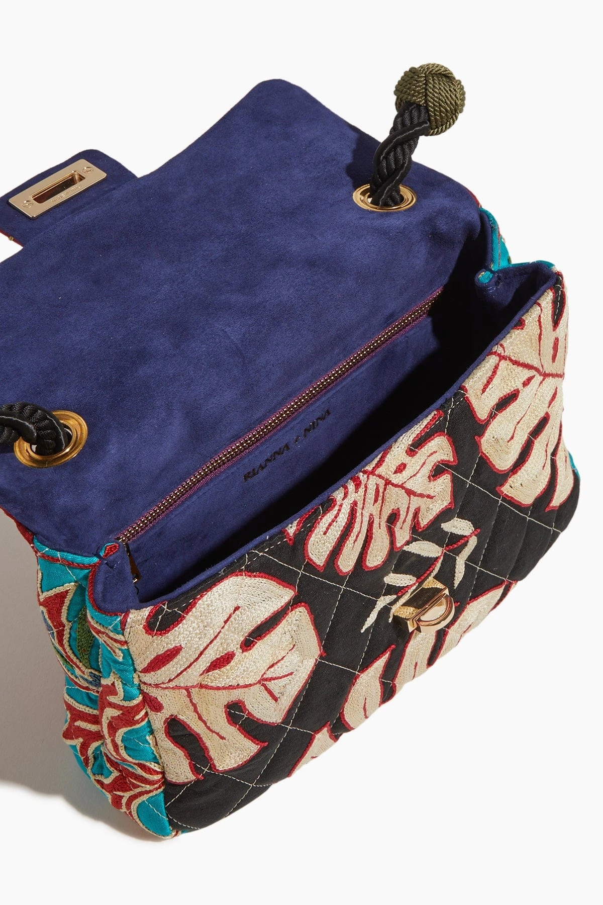 One Of A Kind Bonbon Embroidery Bag In Black Strap/Burgundy Flap - Image 4