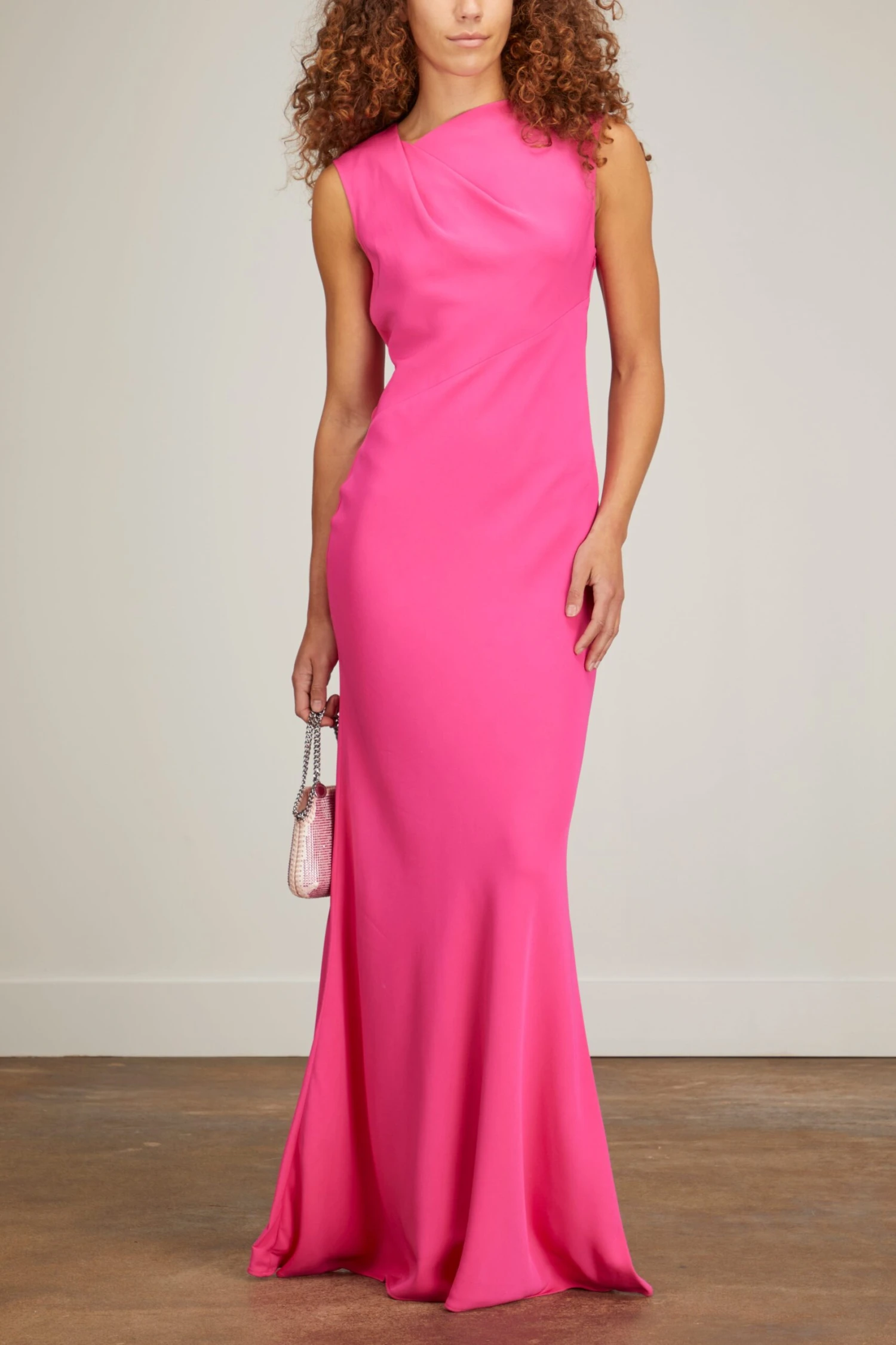 Stretch Cady Maxi Dress In Pink - Image 2