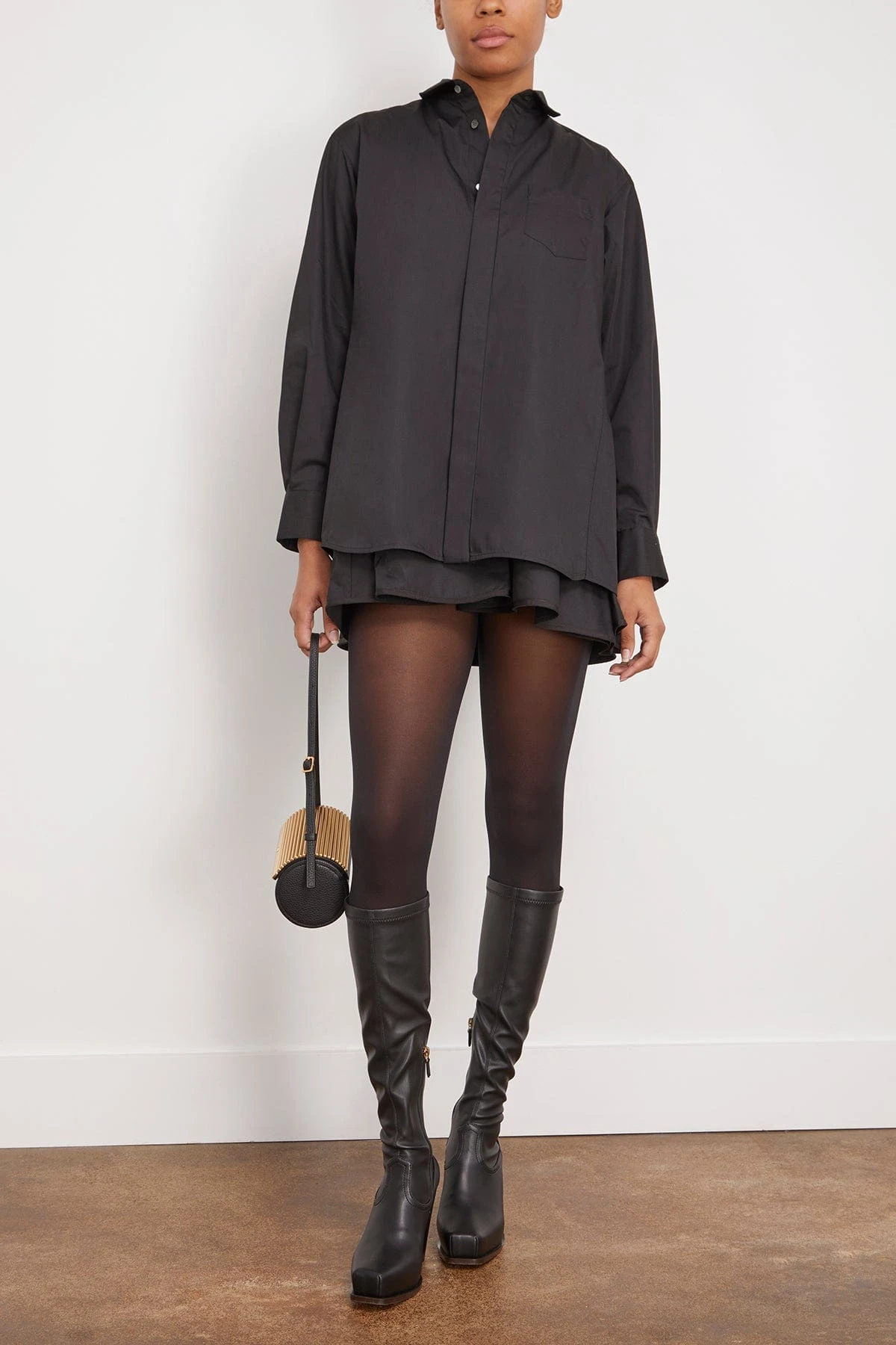 Sacai Cotton Poplin Dress In Black - Image 2