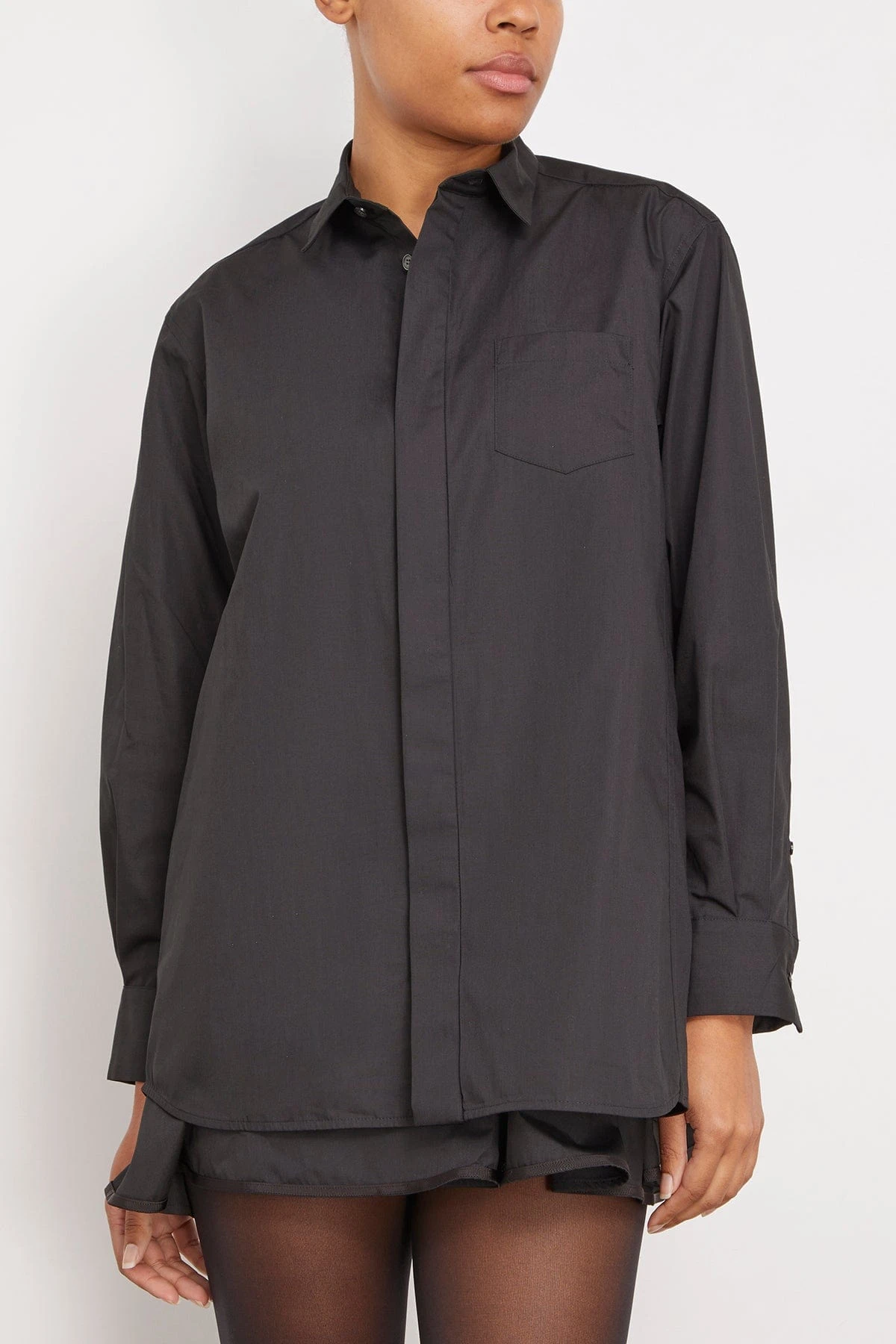 Sacai Cotton Poplin Dress In Black - Image 3