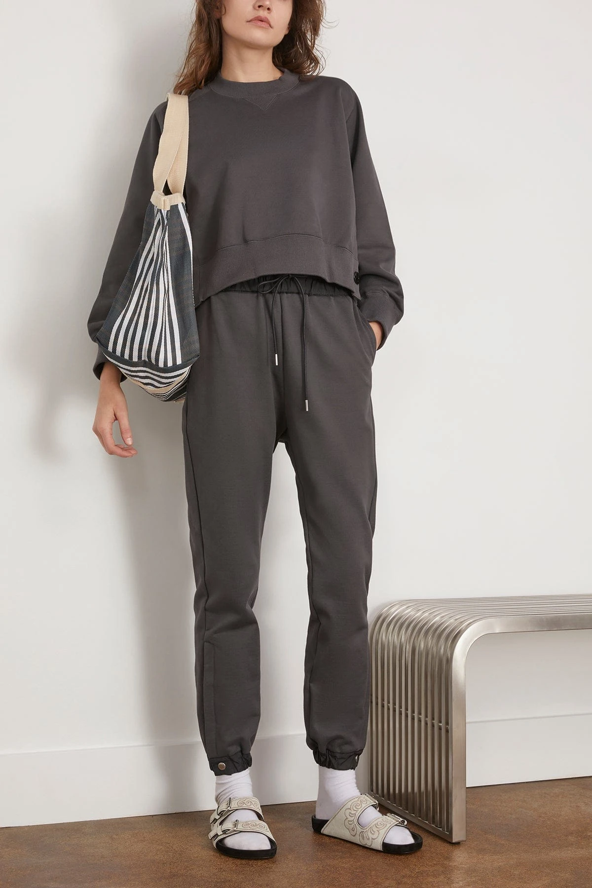 Sacai Sweat Jersey Pullover In Charcoal Gray - Image 2