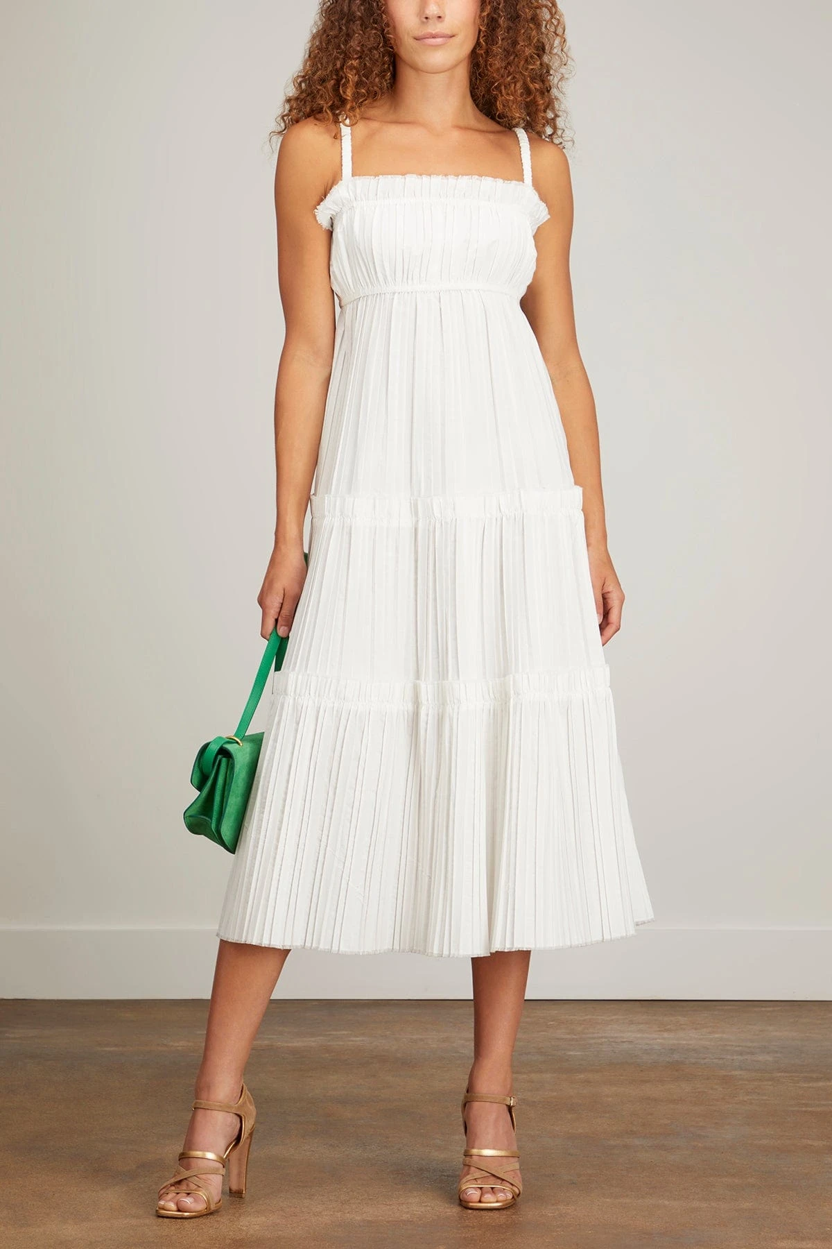 SEA Greir Pleating Slip Dress In Cream - Image 2